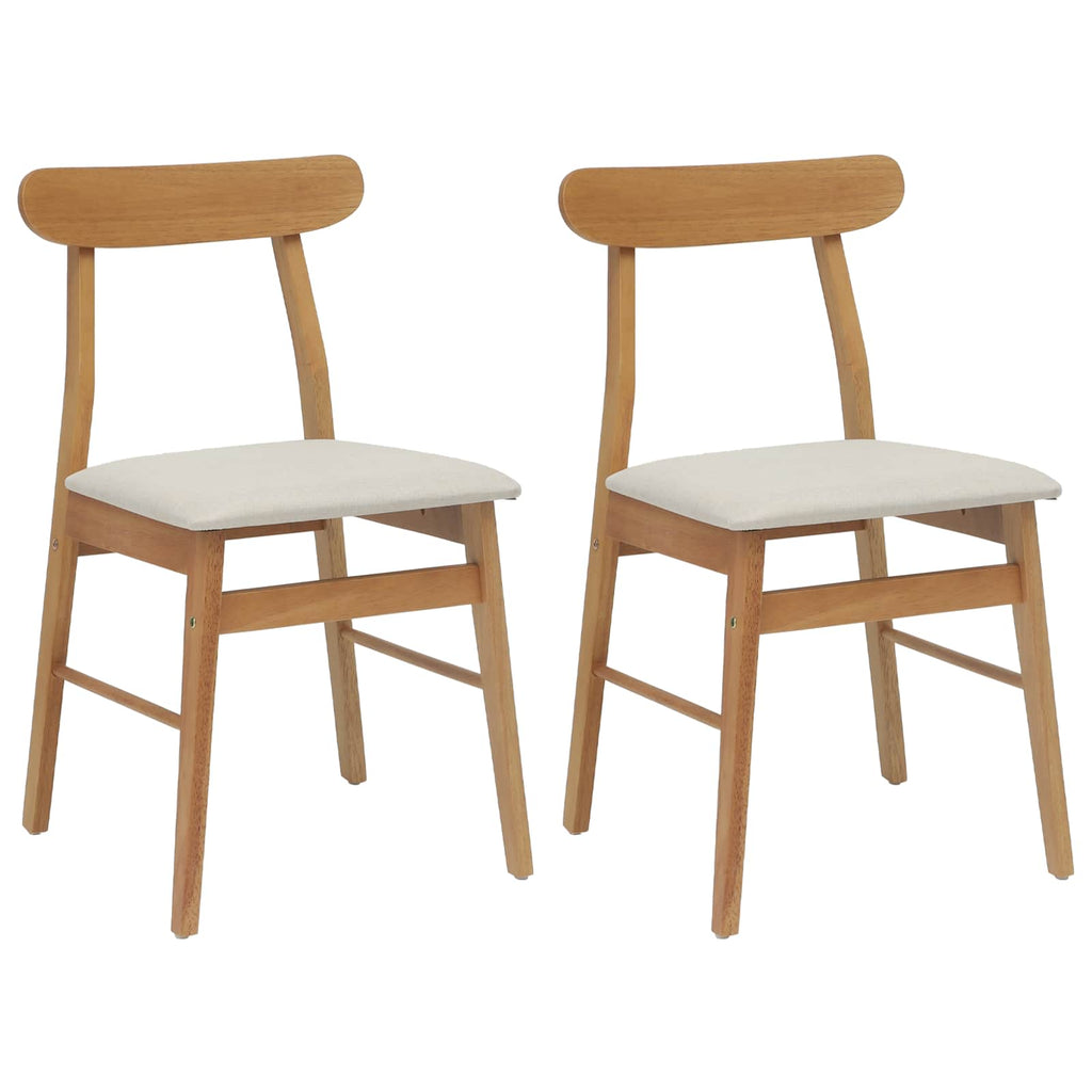 vidaXL Krzesło jadalniane 2 pcs Naturalny i jasny Drewno Gumowe