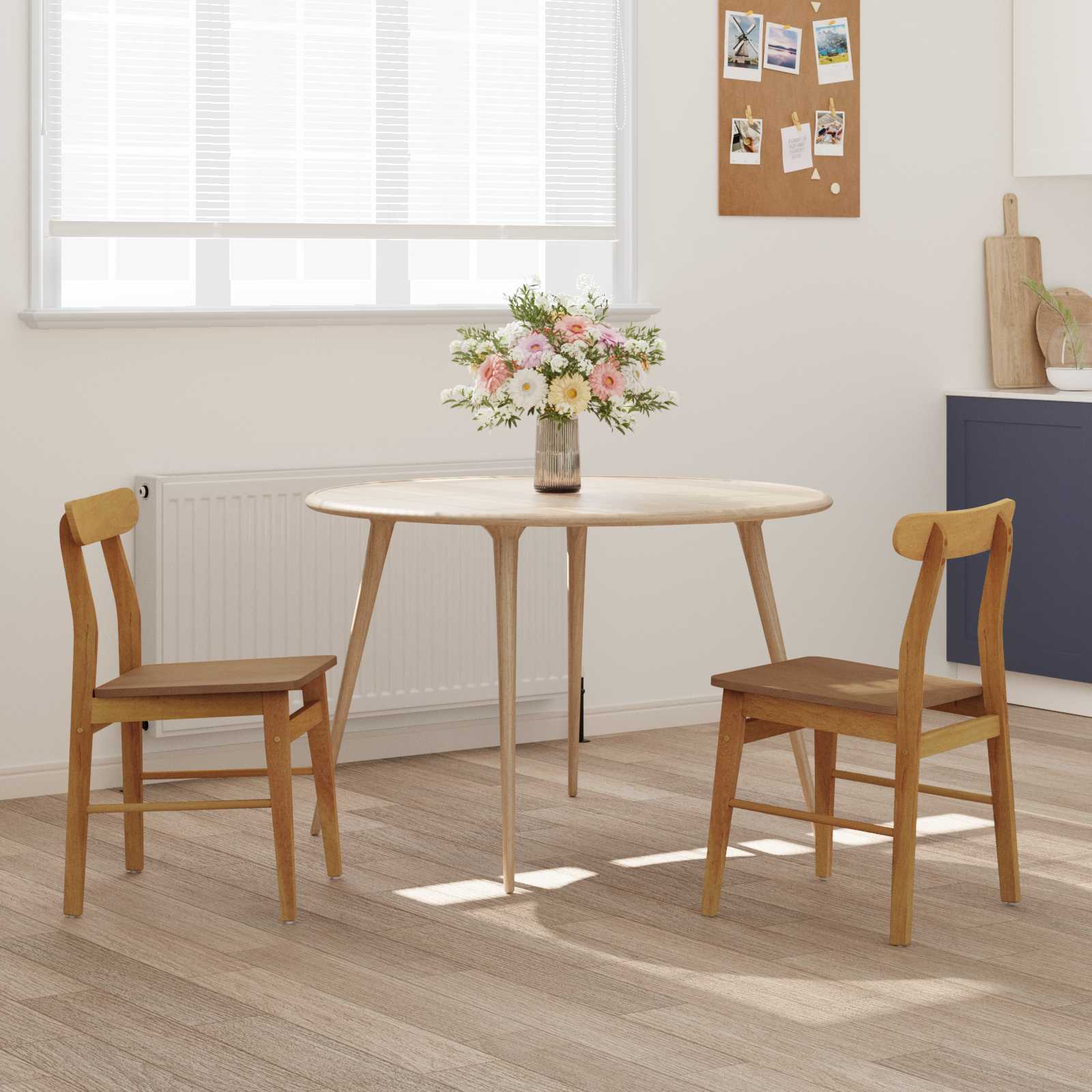 vidaXL Krzesło jadalniane 2 pcs Naturalny 43 x 44,5 x 77 cm