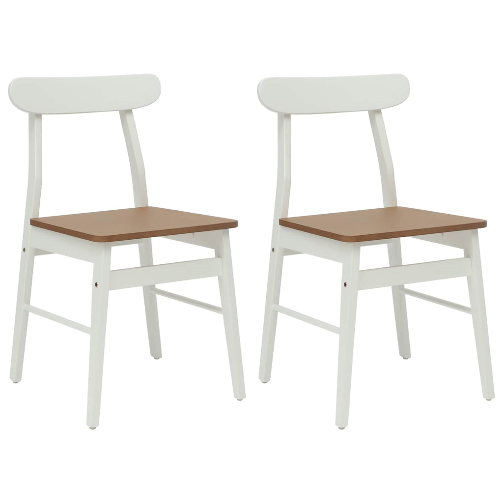 vidaXL Krzesło jadalniane 2 pcs Biały i naturalny 43 x 44,5 x 77 cm