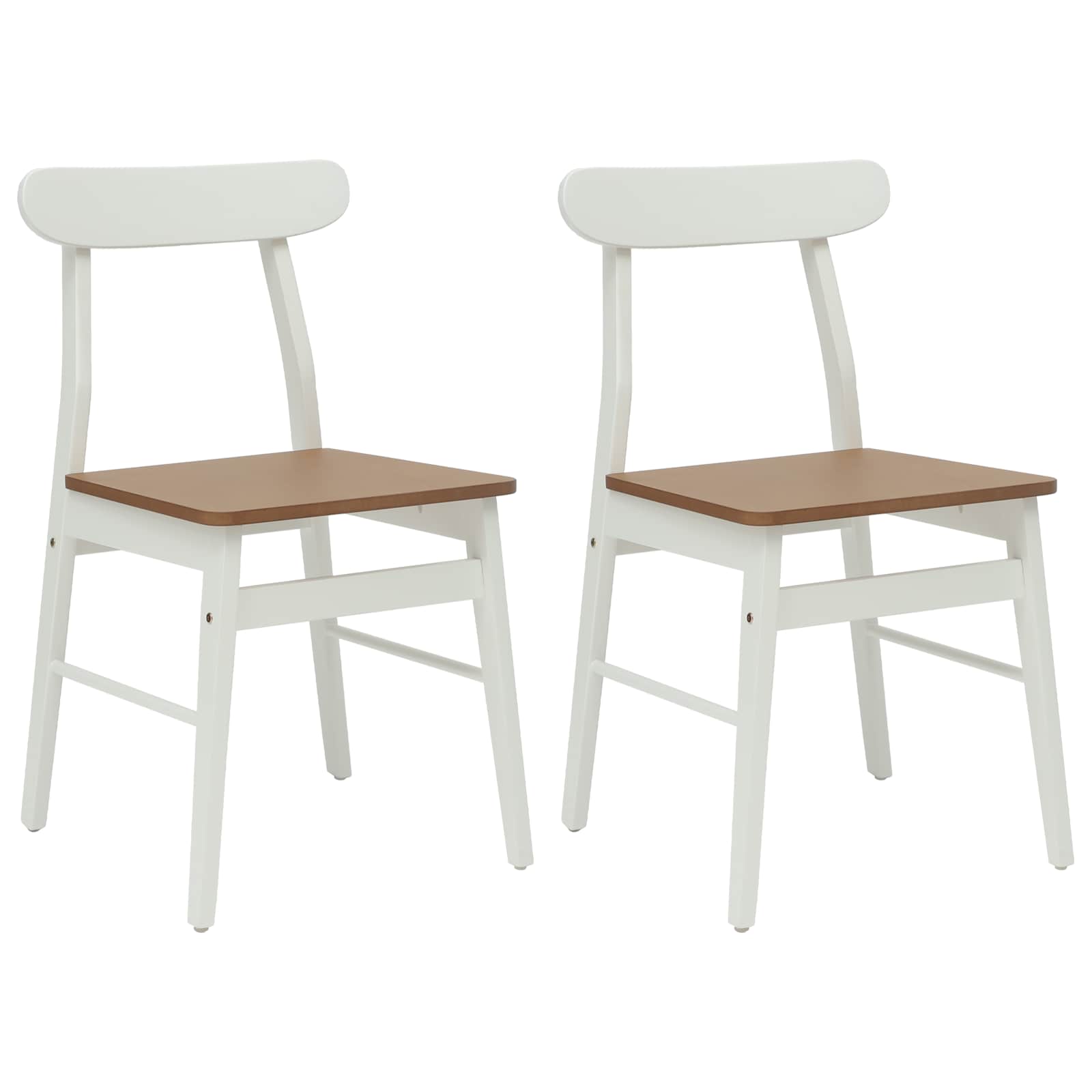 vidaXL Krzesło jadalniane 2 pcs Biały i naturalny 43 x 44,5 x 77 cm