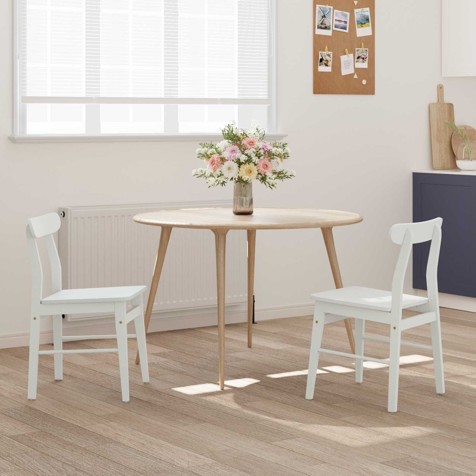 vidaXL Krzesło jadalniane 2 pcs Biały 43 x 44,5 x 77 cm Drewno Gumowe