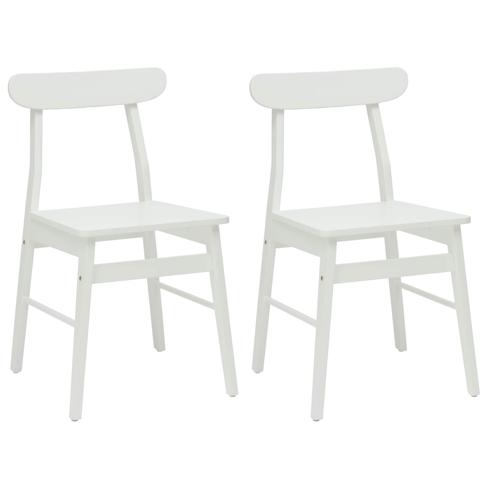 vidaXL Krzesło jadalniane 2 pcs Biały 43 x 44,5 x 77 cm Drewno Gumowe