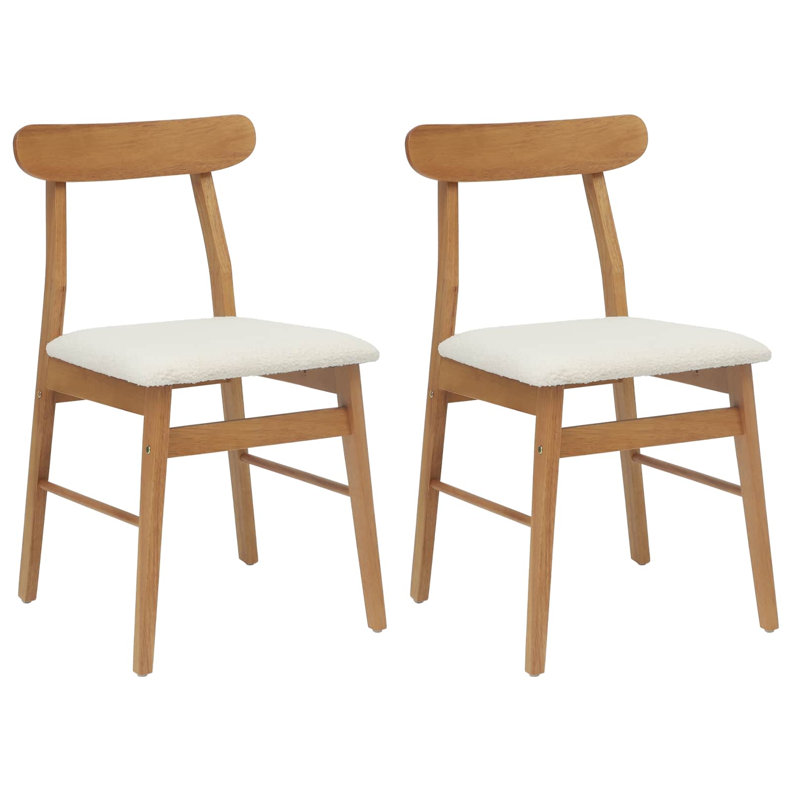 vidaXL Krzesło jadalniane 2 pcs Naturalny i jasny Drewno Gumowe