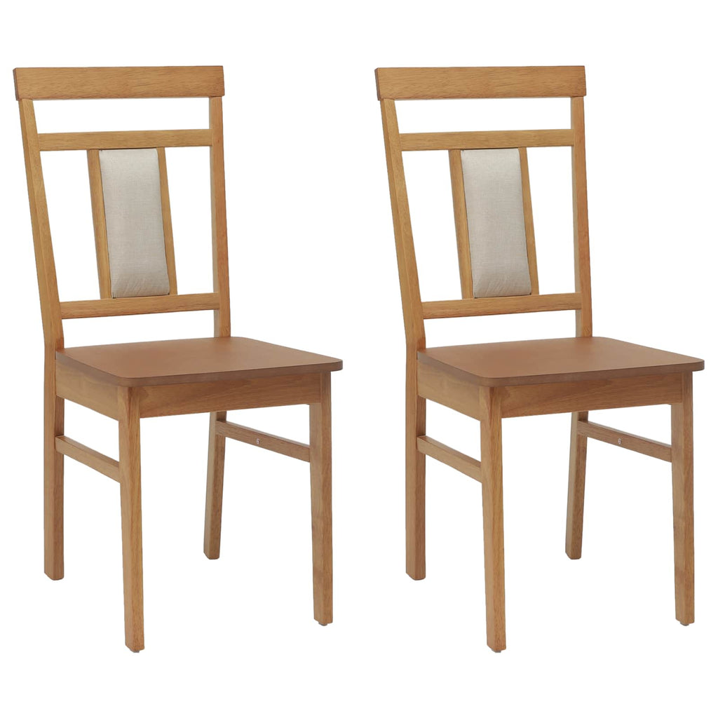vidaXL Krzesło jadalniane 2 pcs Naturalny Drewno Gumowe
