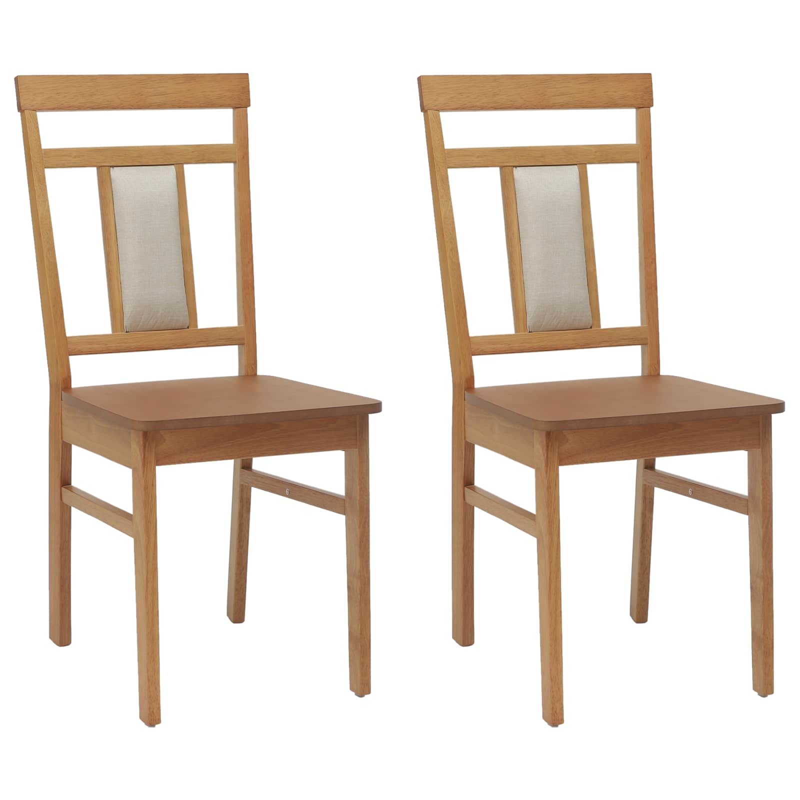 vidaXL Krzesło jadalniane 2 pcs Naturalny Drewno Gumowe