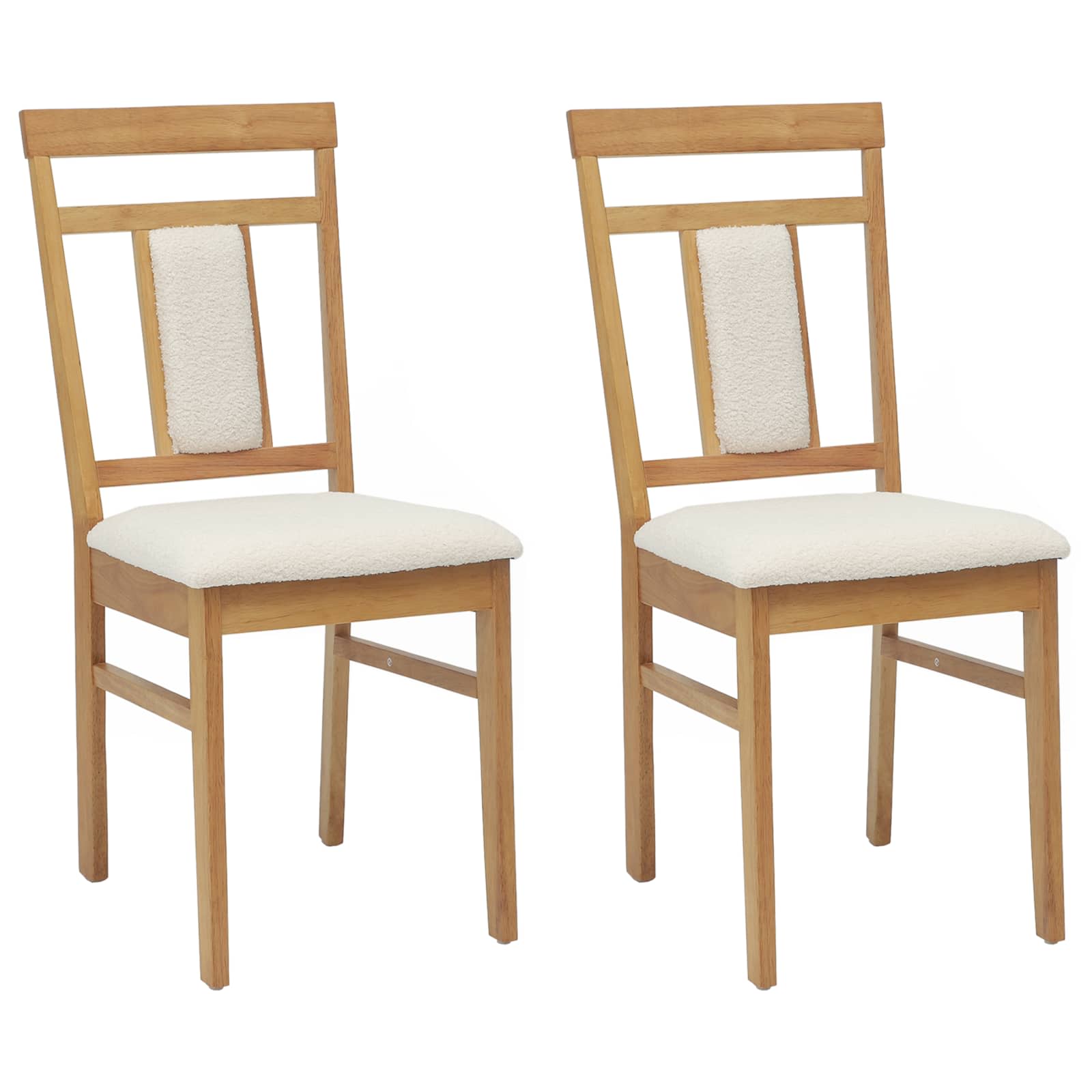 vidaXL Krzesło jadalniane 2 pcs Naturalny i jasny Drewno Gumowe