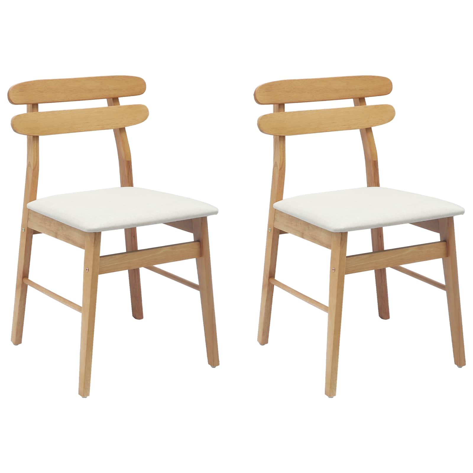 vidaXL Krzesło jadalniane 2 pcs Naturalny i jasny Drewno Gumowe
