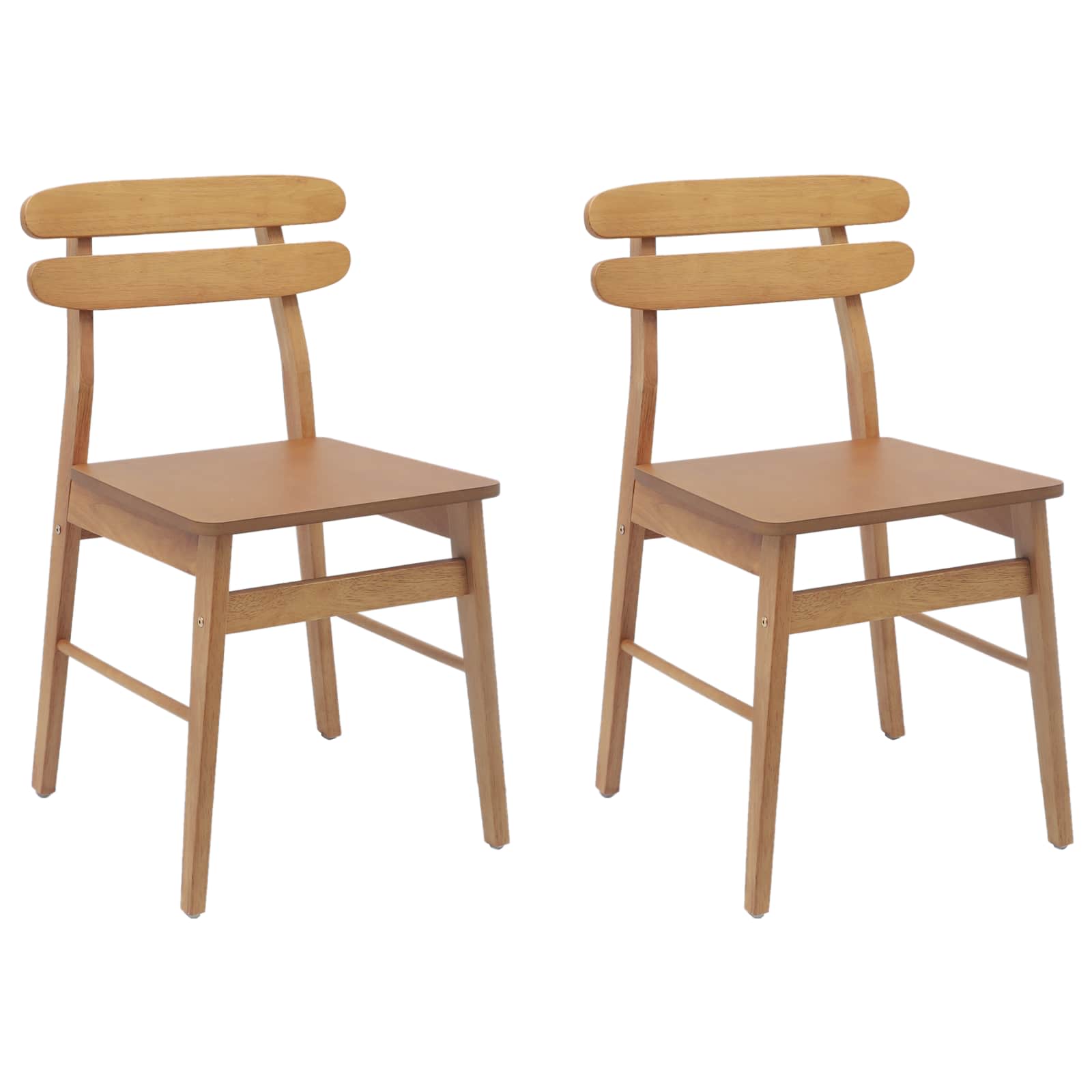 vidaXL Krzesło jadalniane 2 pcs Naturalny Drewno Gumowe