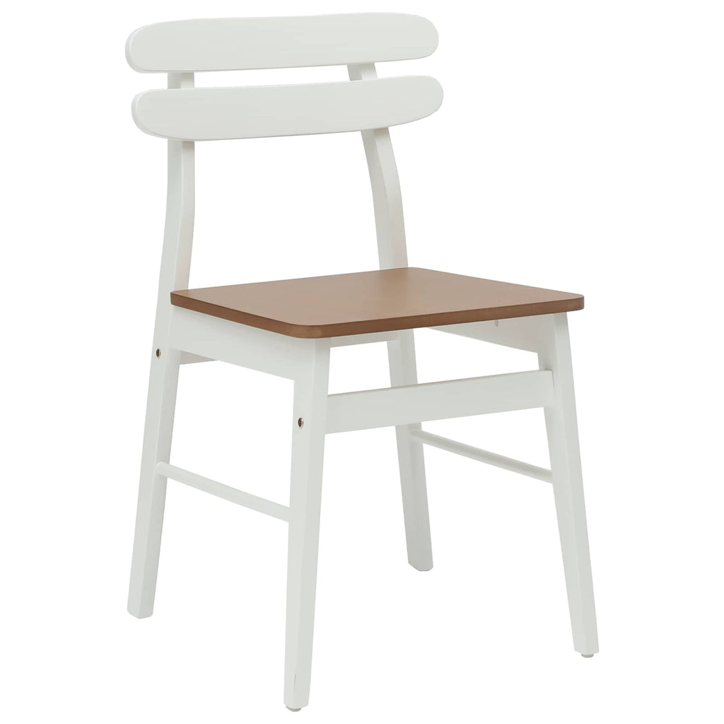 vidaXL Krzesło jadalniane 2 pcs Biały i naturalny Drewno Gumowe