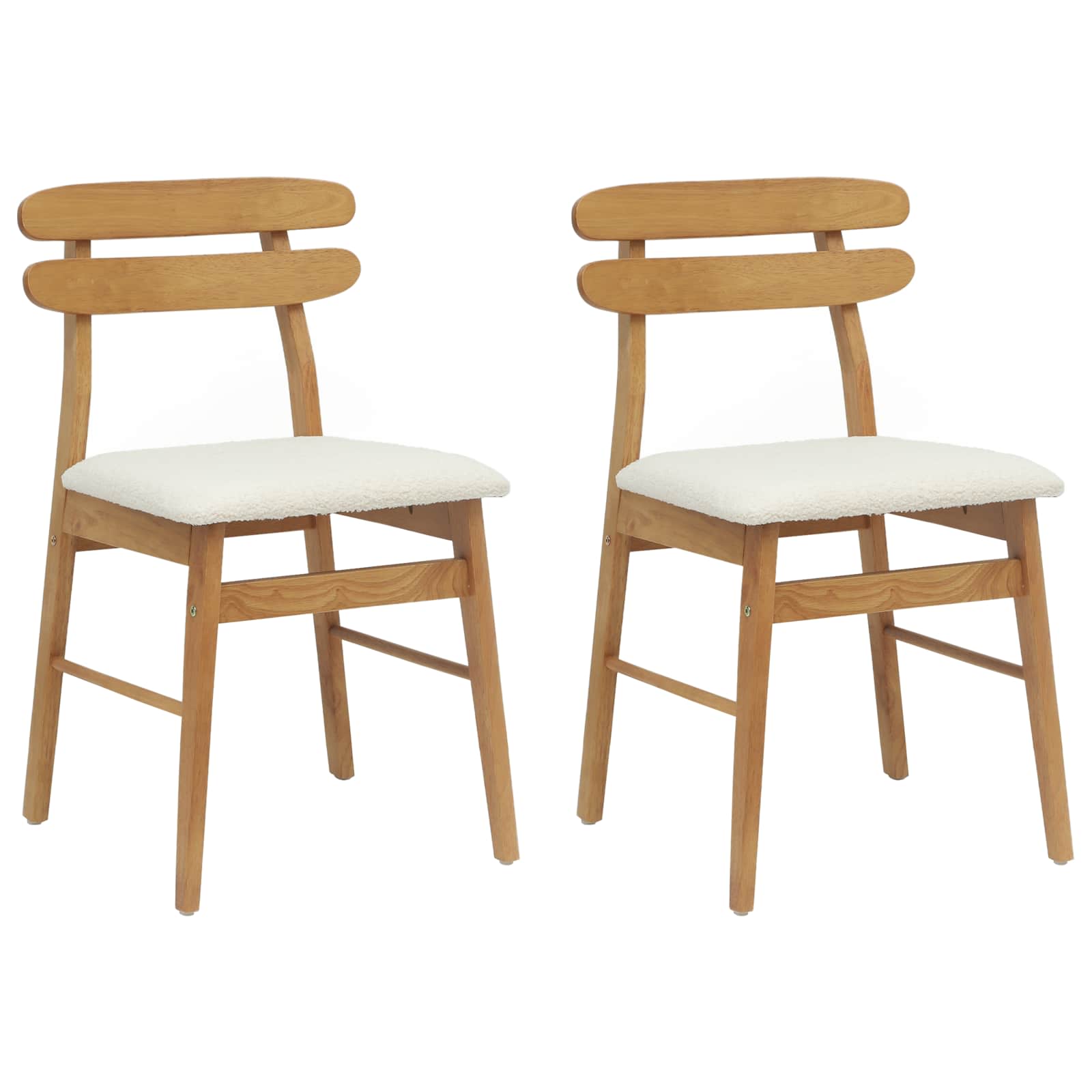 vidaXL Krzesło jadalniane 2 pcs Naturalny i jasny Drewno Gumowe