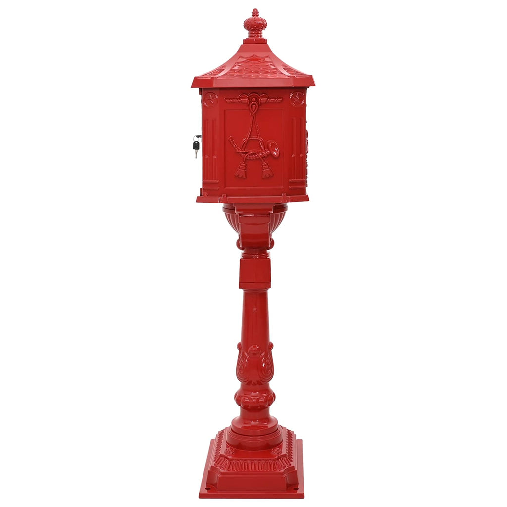 vidaXL Stojąca skrzynka na listy Czerwony 42,5 x 29,5 x 117 cm