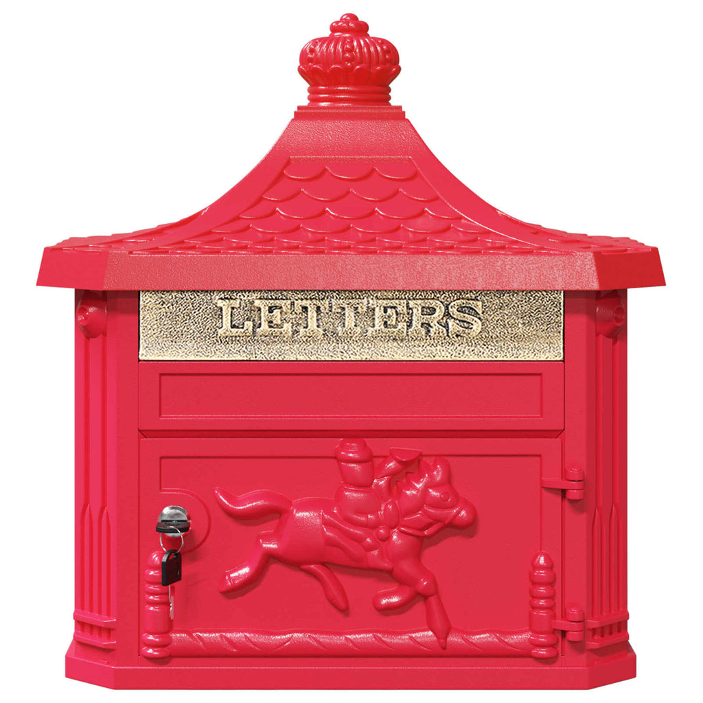 vidaXL Skrzynka pocztowa montowana na ścianie z drzwiami Czerwony