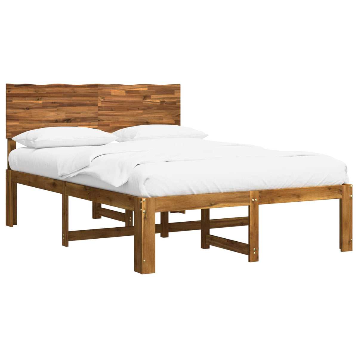 vidaXL Podwójna rama łóżka z wezgłowiem ROSTOCK naturalny 135 x 190 cm