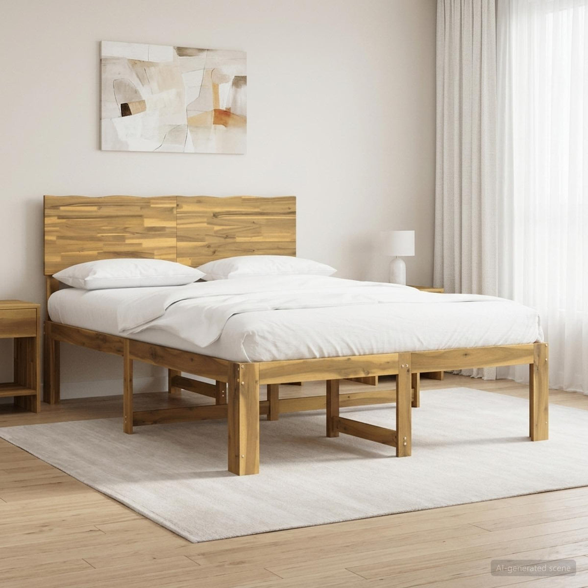 vidaXL Podwójna rama łóżka z wezgłowiem ROSTOCK Biały 135 x 190 cm