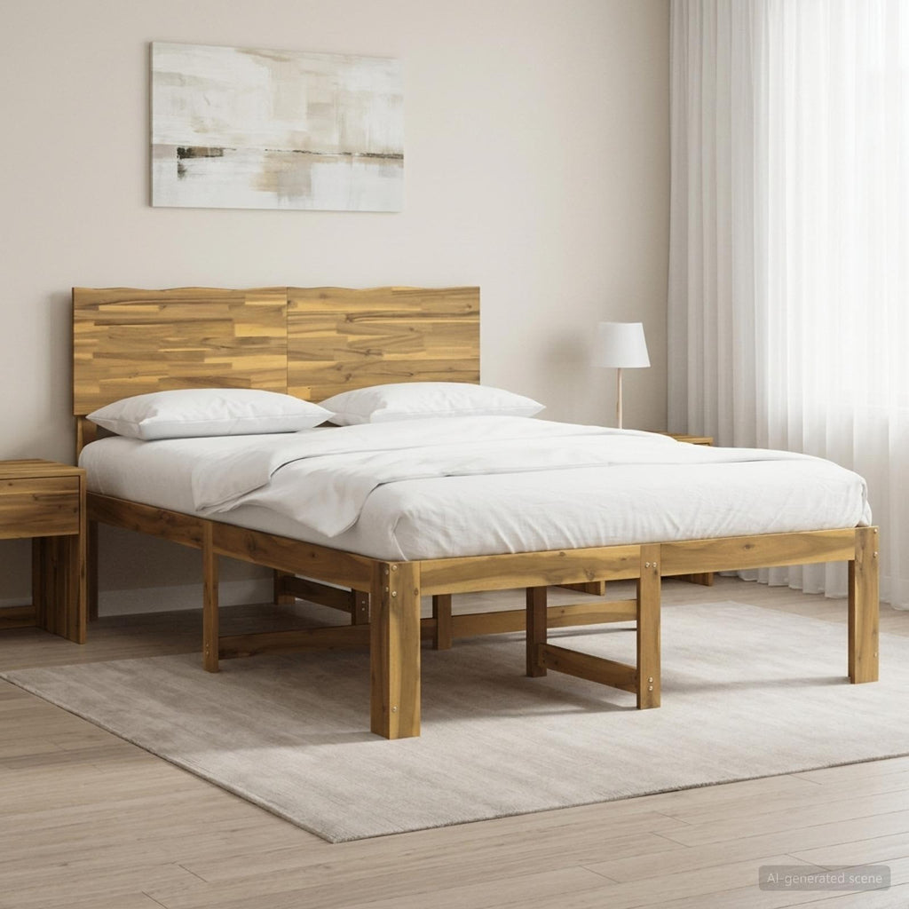 vidaXL Podwójna rama łóżka z wezgłowiem ROSTOCK Biały 140 x 190 cm