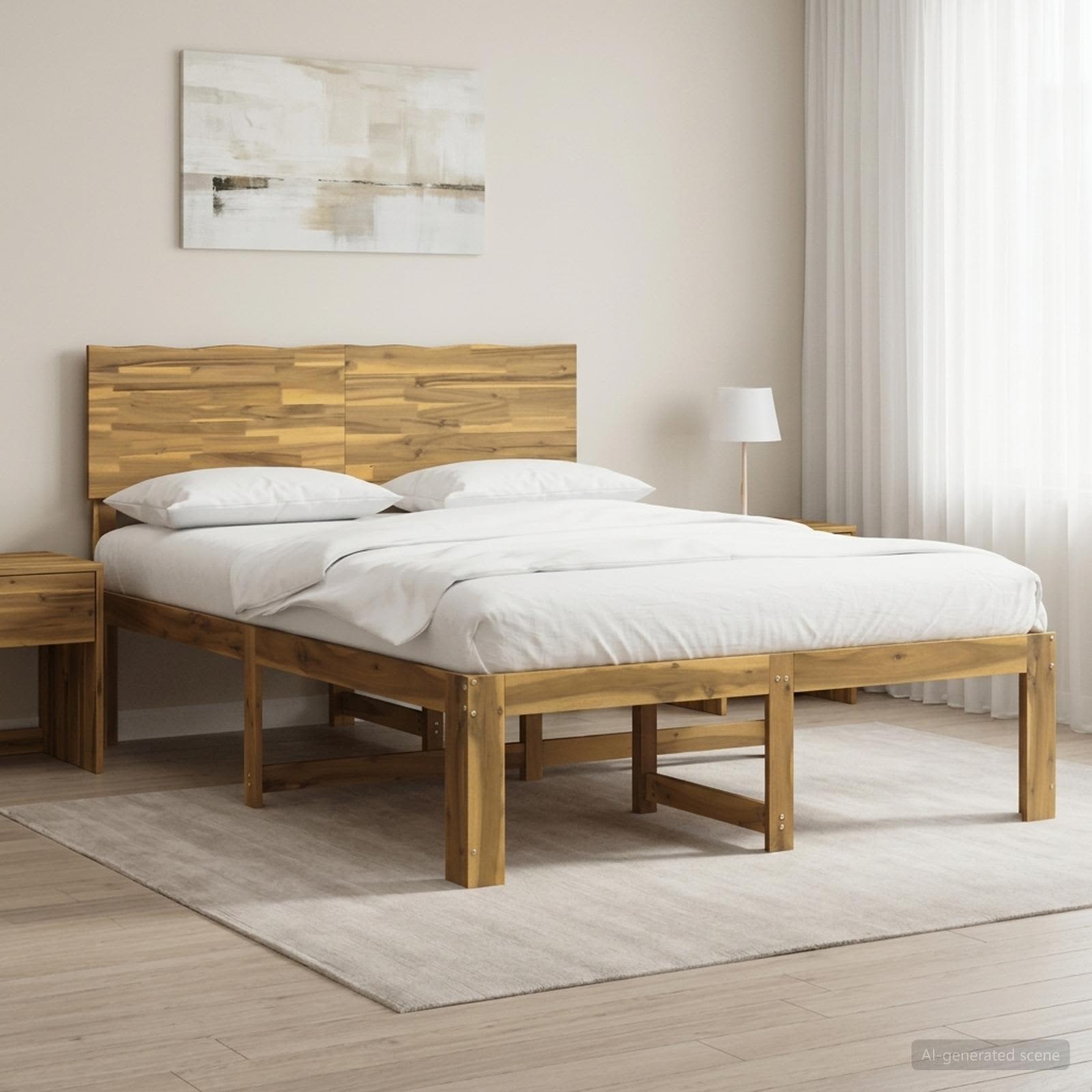 vidaXL Podwójna rama łóżka z wezgłowiem ROSTOCK Biały 140 x 190 cm