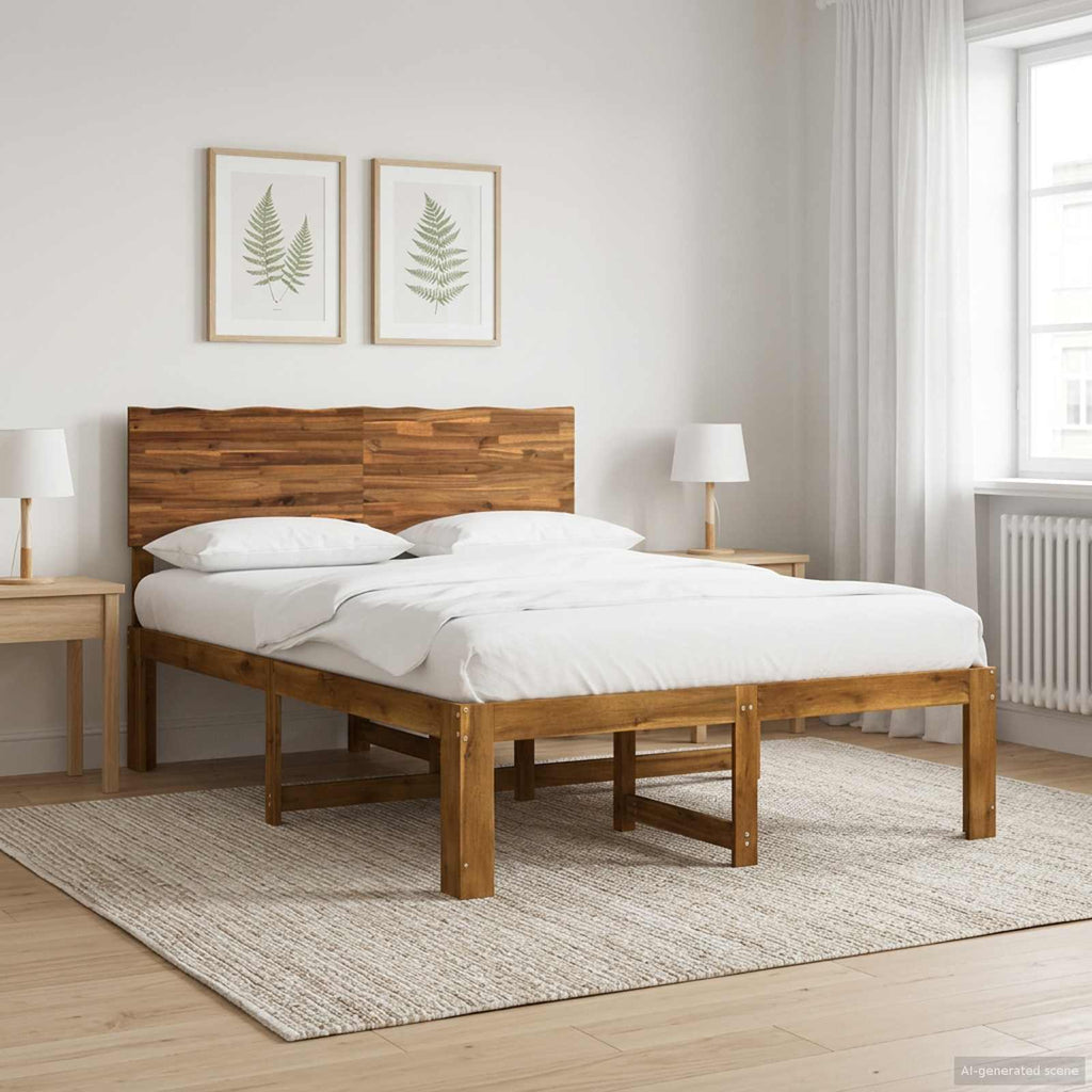 vidaXL Podwójna rama łóżka z wezgłowiem ROSTOCK naturalny 140 x 200 cm