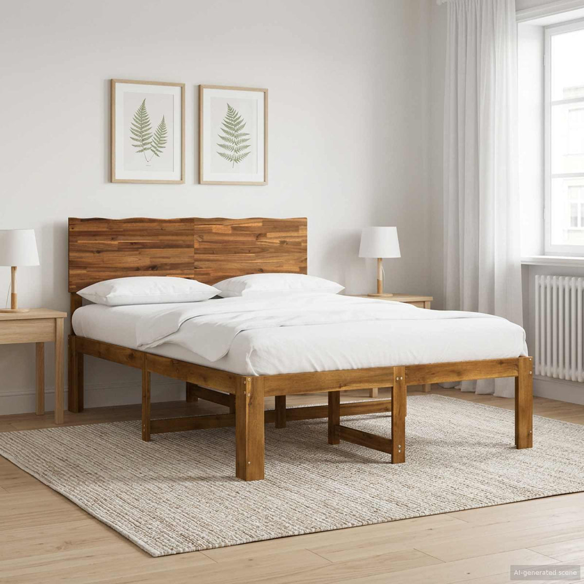 vidaXL Podwójna rama łóżka z wezgłowiem ROSTOCK naturalny 140 x 200 cm