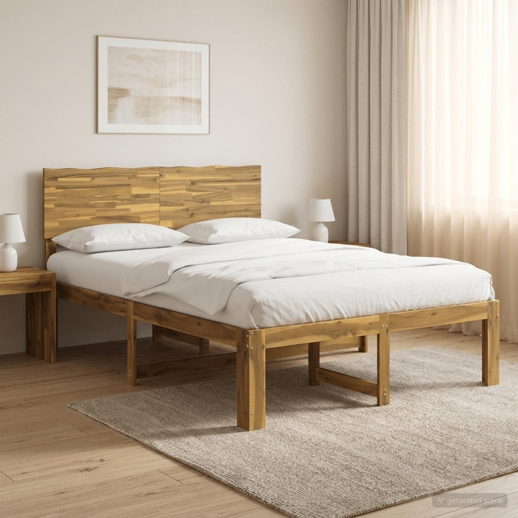 vidaXL Podwójna rama łóżka z wezgłowiem ROSTOCK Biały 140 x 200 cm