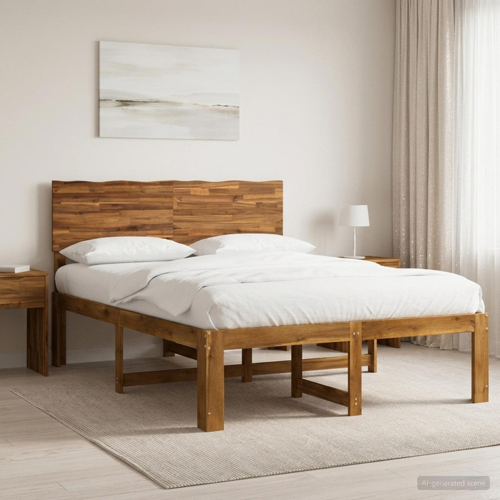 vidaXL Podwójna rama łóżka z wezgłowiem ROSTOCK naturalny 150 x 200 cm