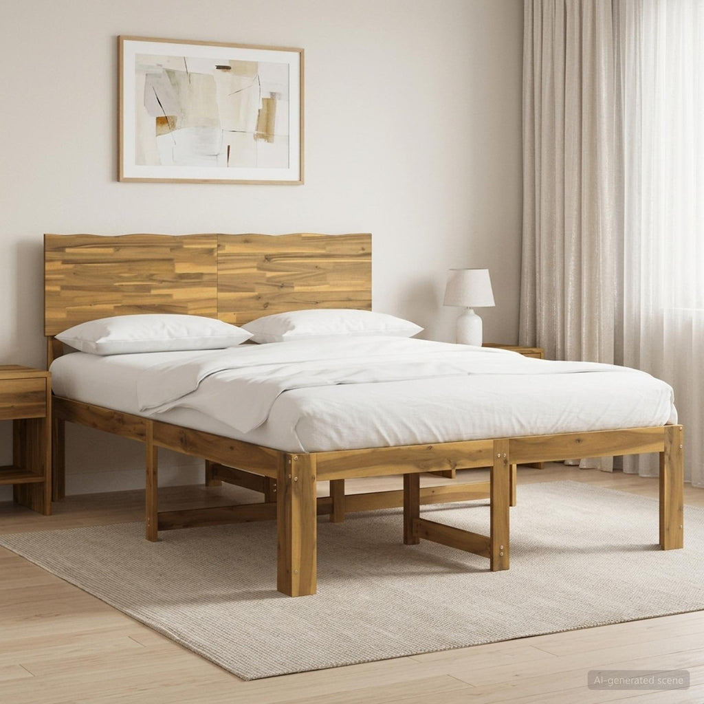 vidaXL Podwójna rama łóżka z wezgłowiem ROSTOCK Biały 150 x 200 cm