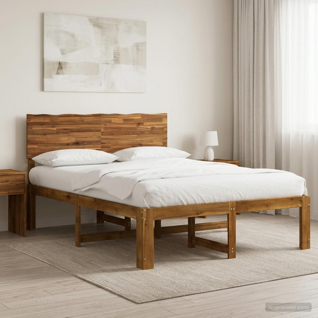vidaXL Podwójna rama łóżka z wezgłowiem ROSTOCK naturalny 160 x 200 cm