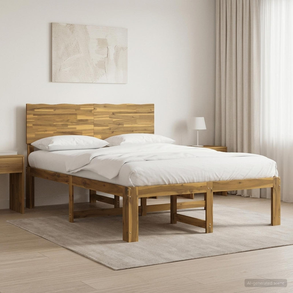 vidaXL Podwójna rama łóżka z wezgłowiem ROSTOCK Biały 160 x 200 cm