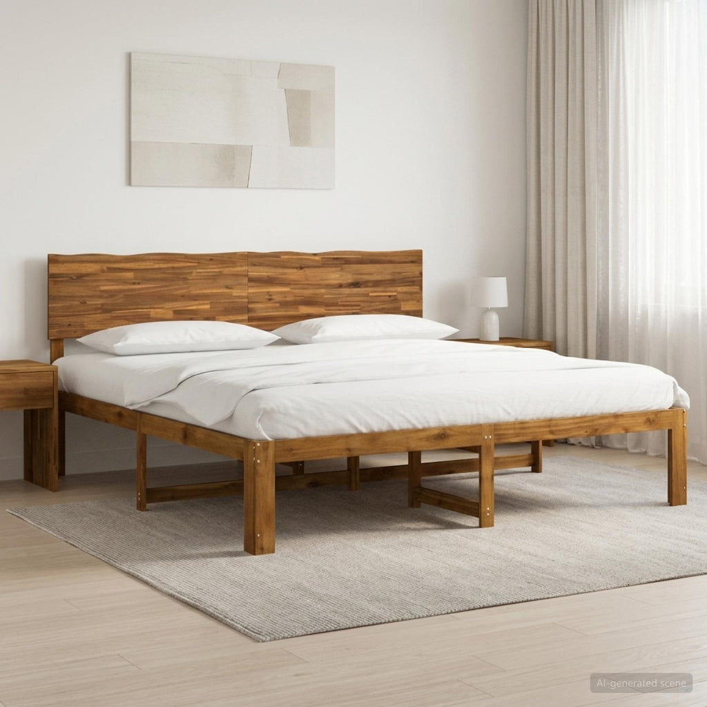 vidaXL Podwójna rama łóżka z wezgłowiem ROSTOCK naturalny 180 x 200 cm