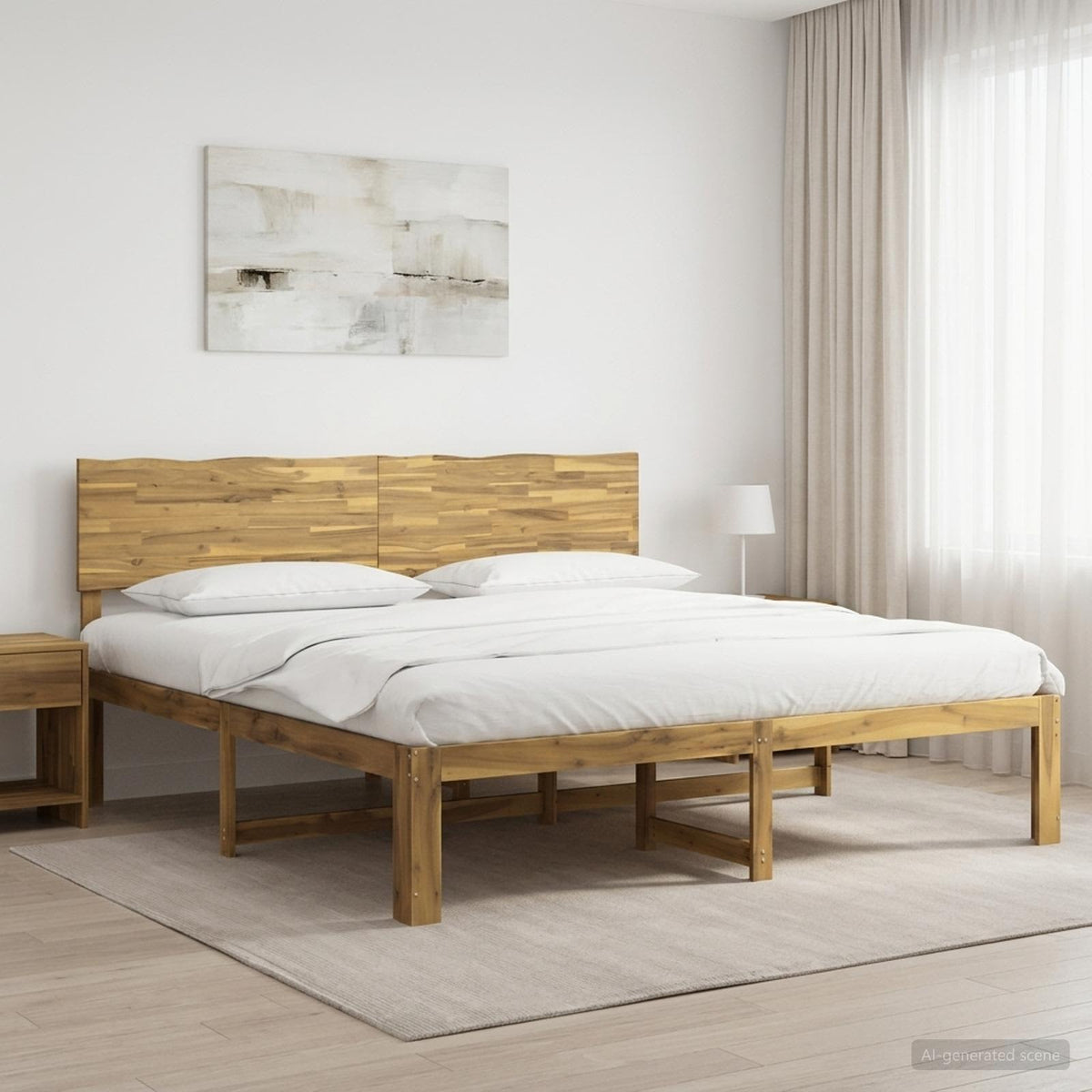 vidaXL Podwójna rama łóżka z wezgłowiem ROSTOCK Biały 180 x 200 cm
