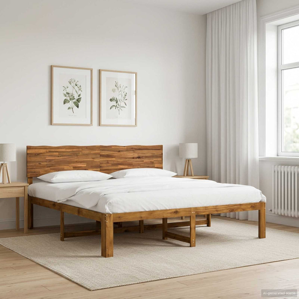 vidaXL Podwójna rama łóżka z wezgłowiem ROSTOCK naturalny 200 x 200 cm