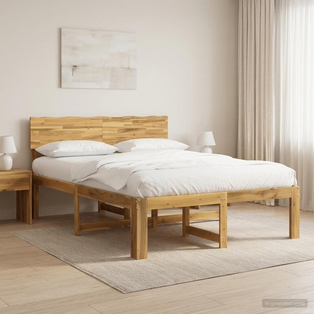 vidaXL Podwójna rama łóżka z wezgłowiem ROSTOCK Biały 150 x 200 cm