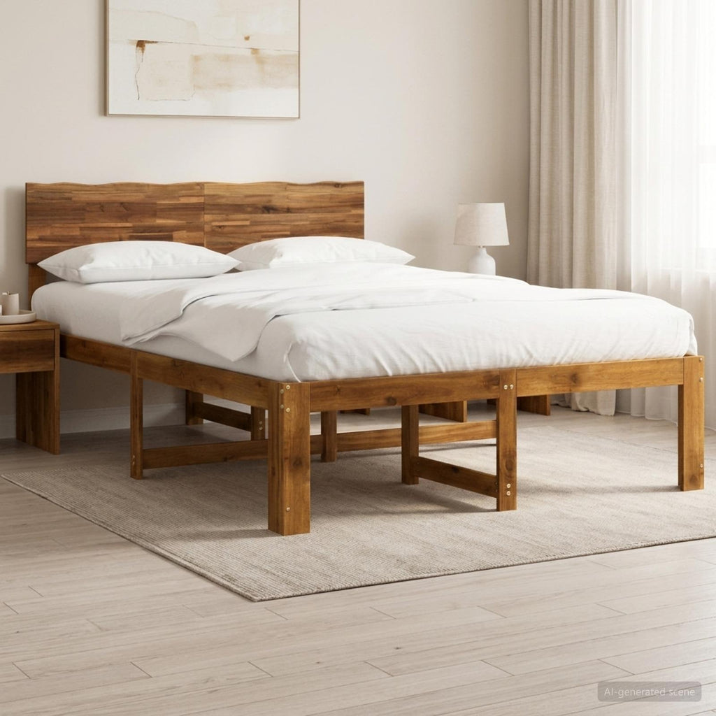 vidaXL Podwójna rama łóżka z wezgłowiem ROSTOCK naturalny 160 x 200 cm
