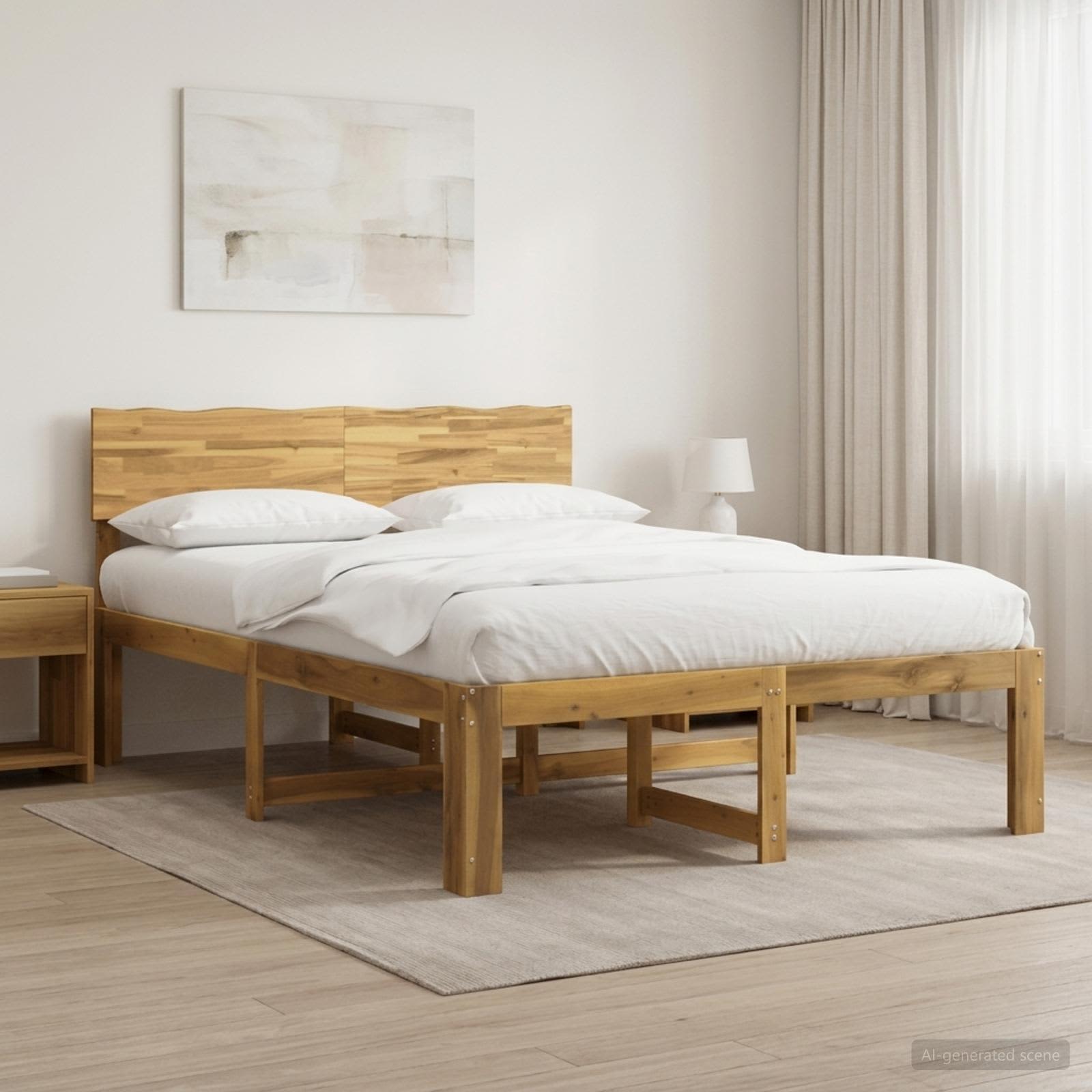 vidaXL Podwójna rama łóżka z wezgłowiem ROSTOCK Biały 160 x 200 cm