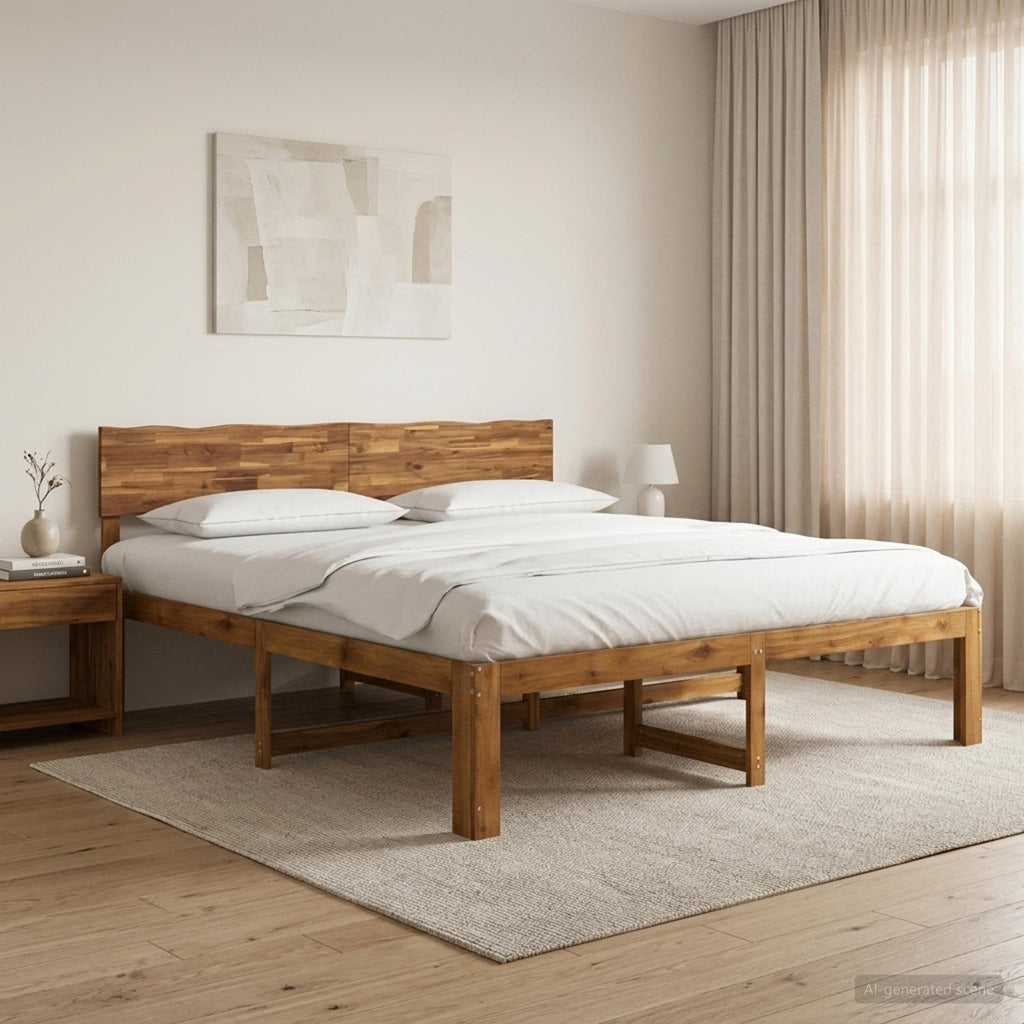 vidaXL Podwójna rama łóżka z wezgłowiem ROSTOCK naturalny 180 x 200 cm