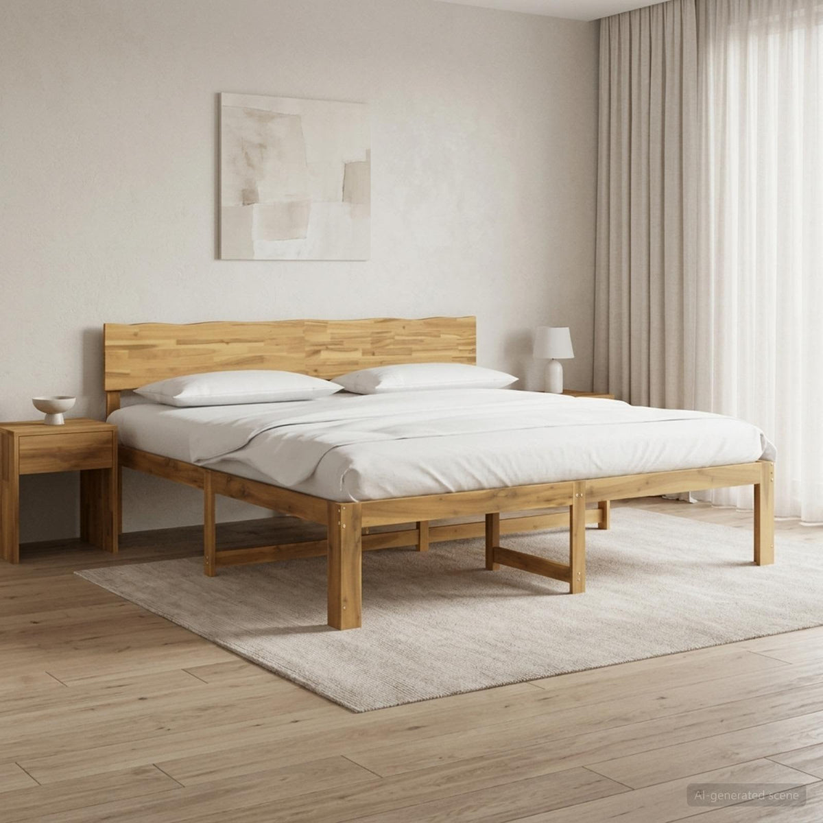 vidaXL Podwójna rama łóżka z wezgłowiem ROSTOCK Biały 180 x 200 cm