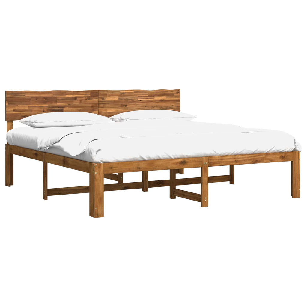 vidaXL Podwójna rama łóżka z wezgłowiem ROSTOCK naturalny 200 x 200 cm
