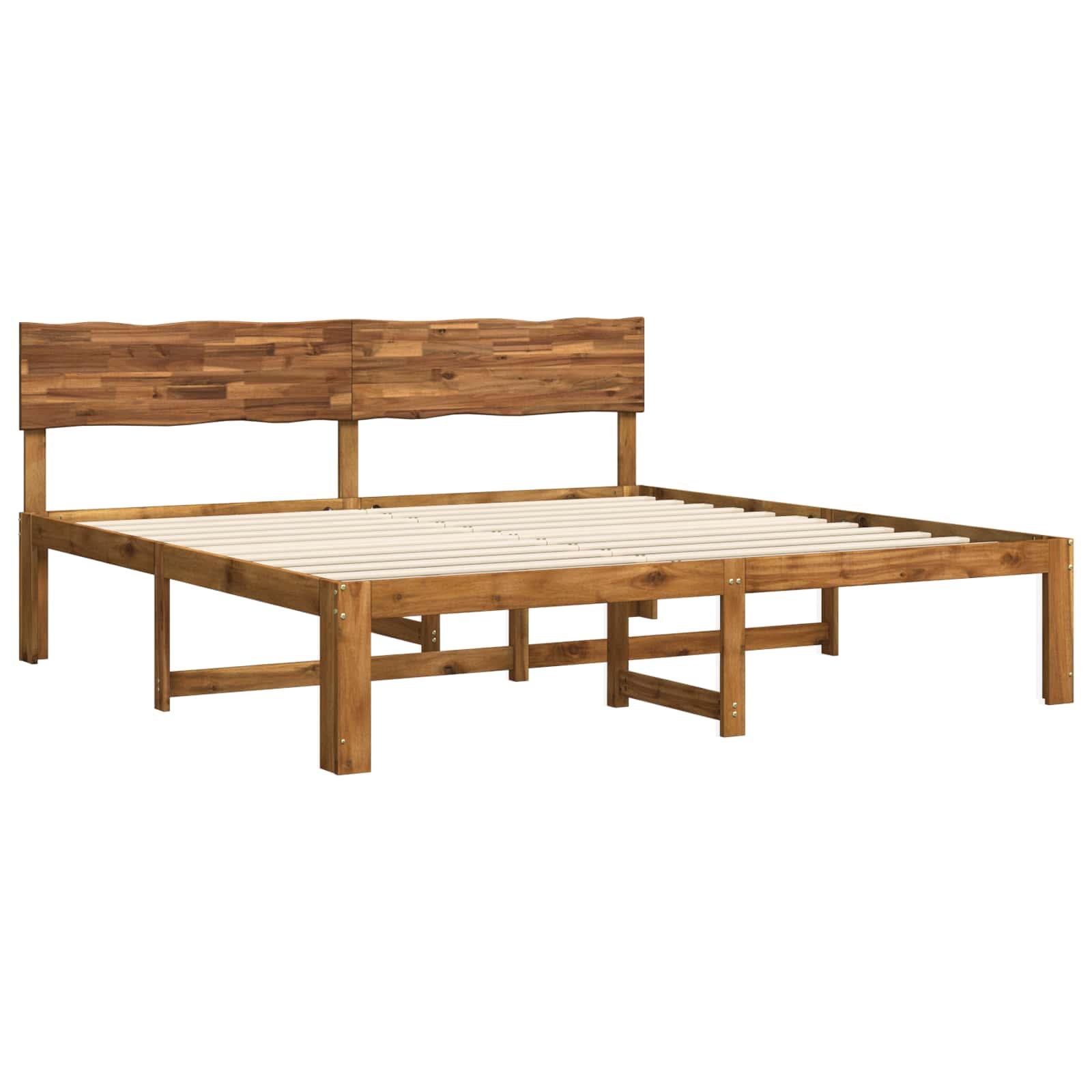 vidaXL Podwójna rama łóżka z wezgłowiem ROSTOCK naturalny 200 x 200 cm