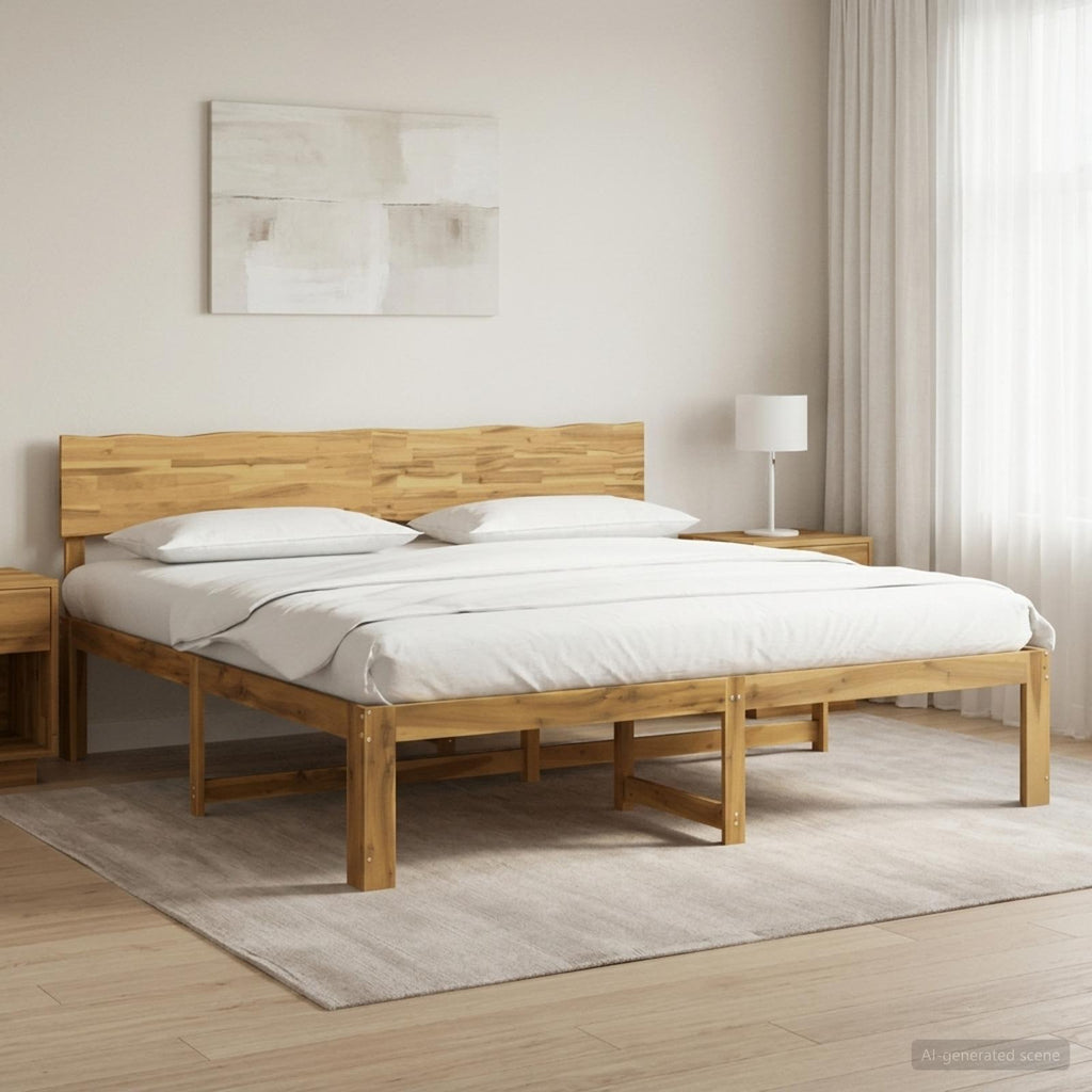 vidaXL Podwójna rama łóżka z wezgłowiem ROSTOCK Biały 200 x 200 cm