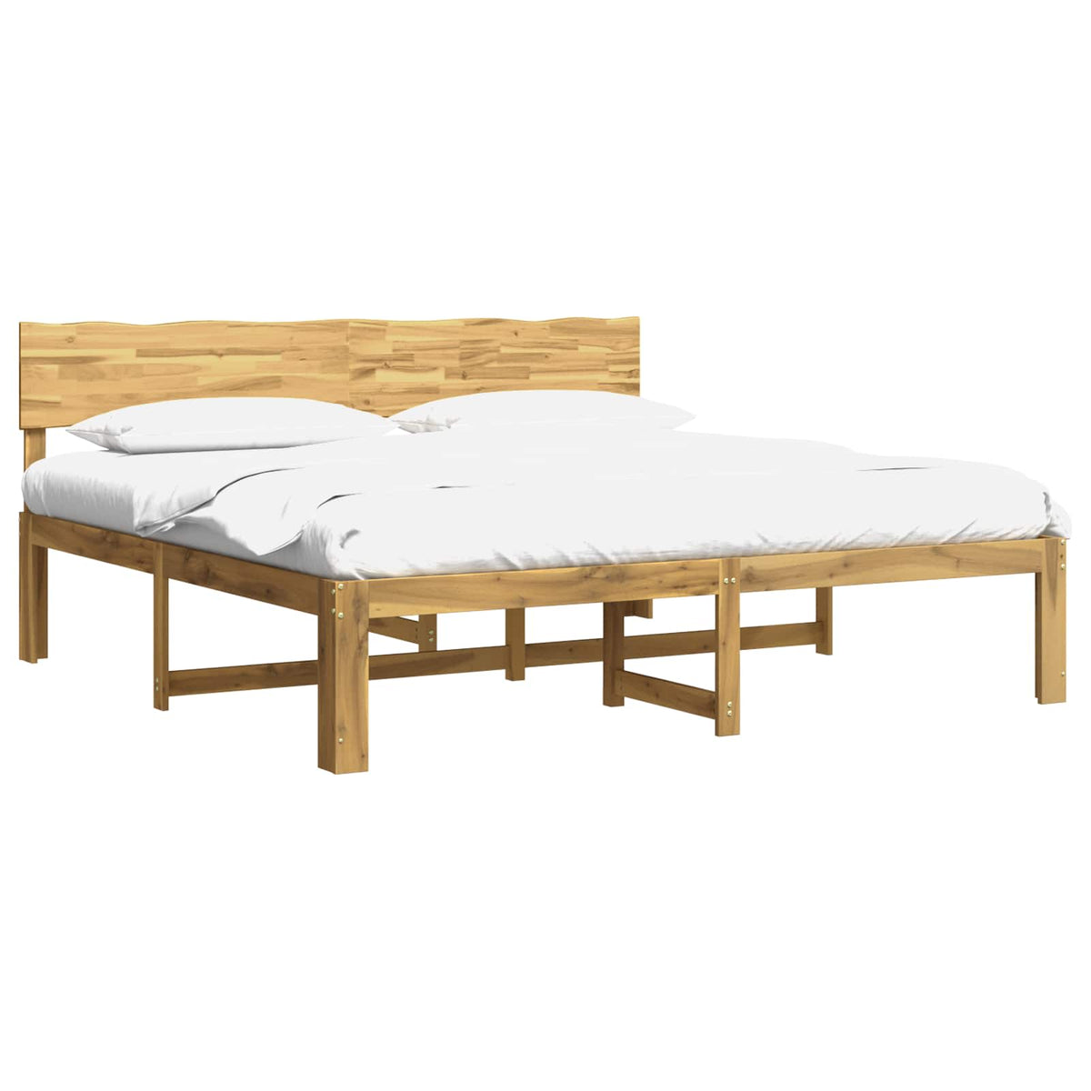 vidaXL Podwójna rama łóżka z wezgłowiem ROSTOCK Biały 200 x 200 cm