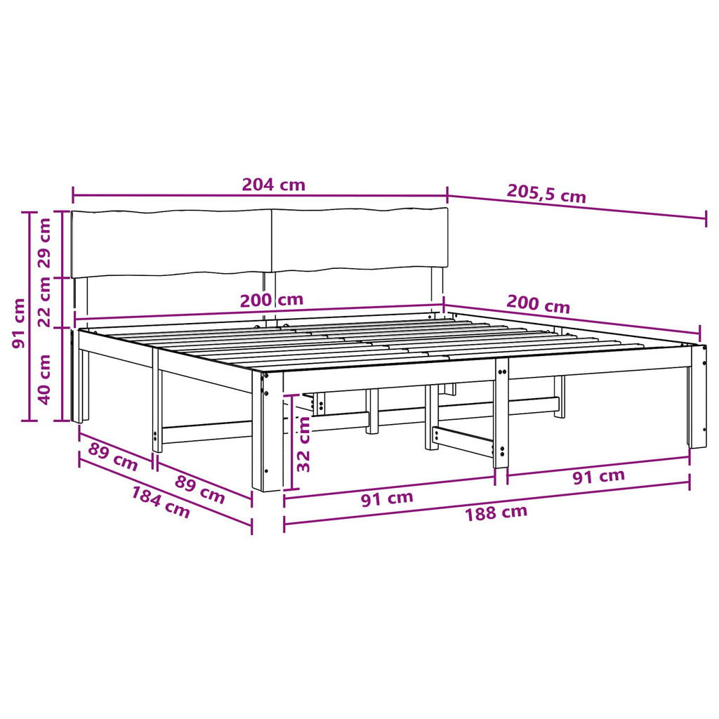 vidaXL Podwójna rama łóżka z wezgłowiem ROSTOCK Biały 200 x 200 cm