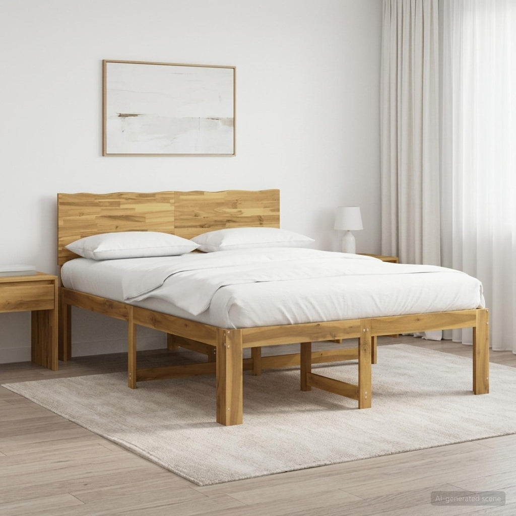 vidaXL Podwójna rama łóżka z wezgłowiem ROSTOCK Biały 135 x 190 cm