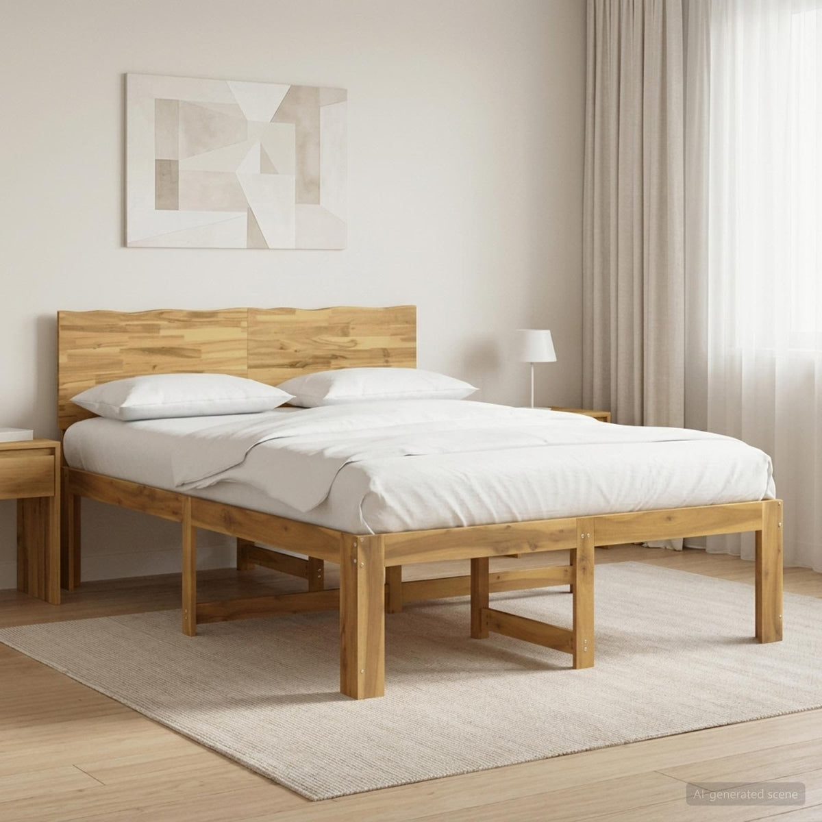 vidaXL Podwójna rama łóżka z wezgłowiem ROSTOCK Biały 140 x 190 cm