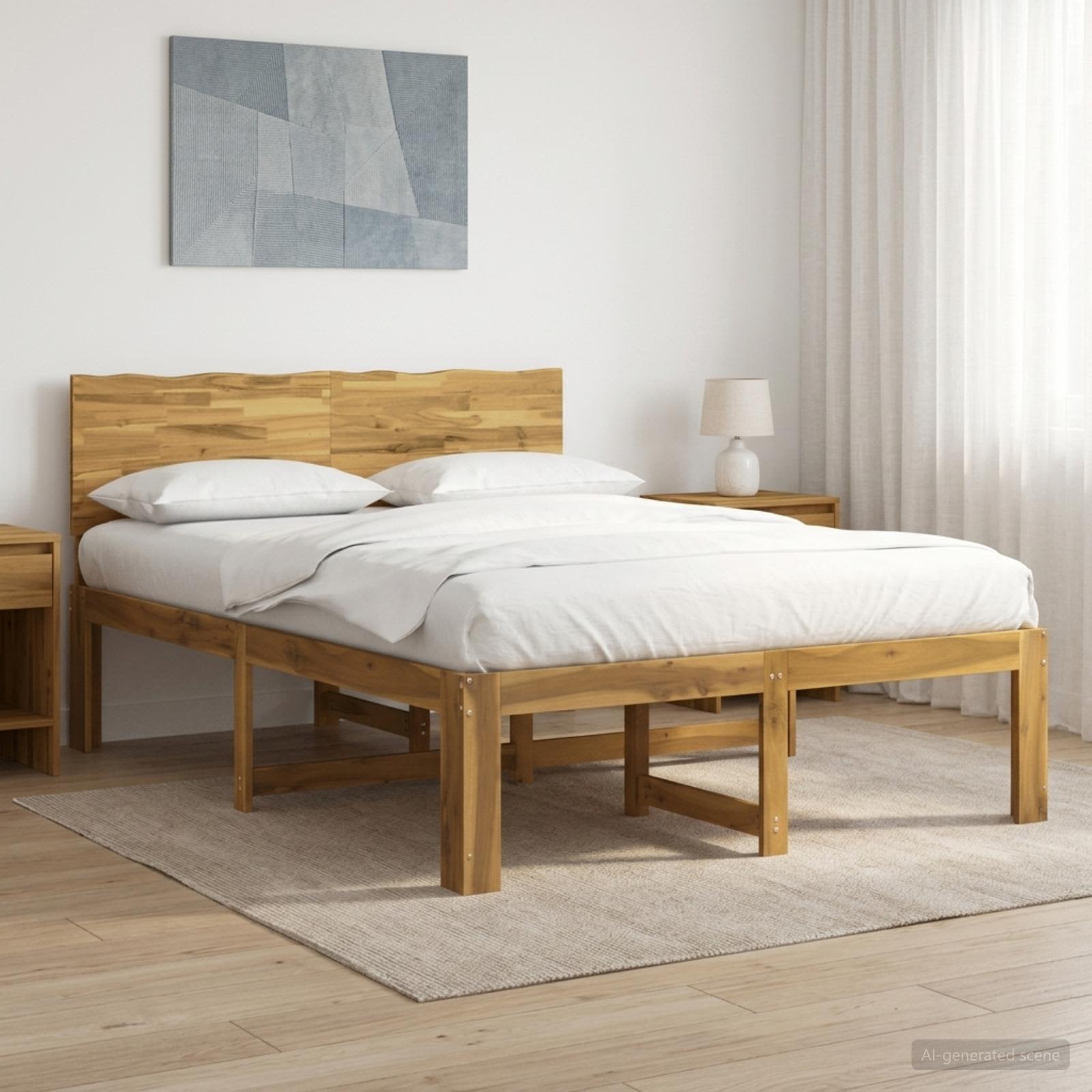 vidaXL Podwójna rama łóżka z wezgłowiem ROSTOCK Biały 140 x 200 cm