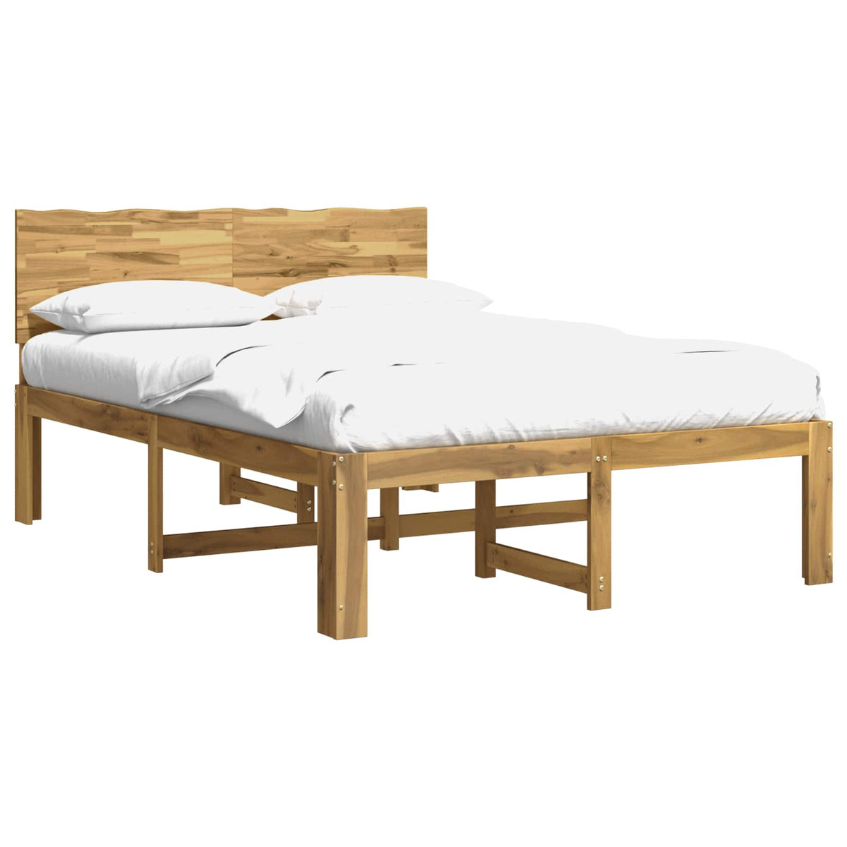 vidaXL Podwójna rama łóżka z wezgłowiem ROSTOCK Biały 140 x 200 cm