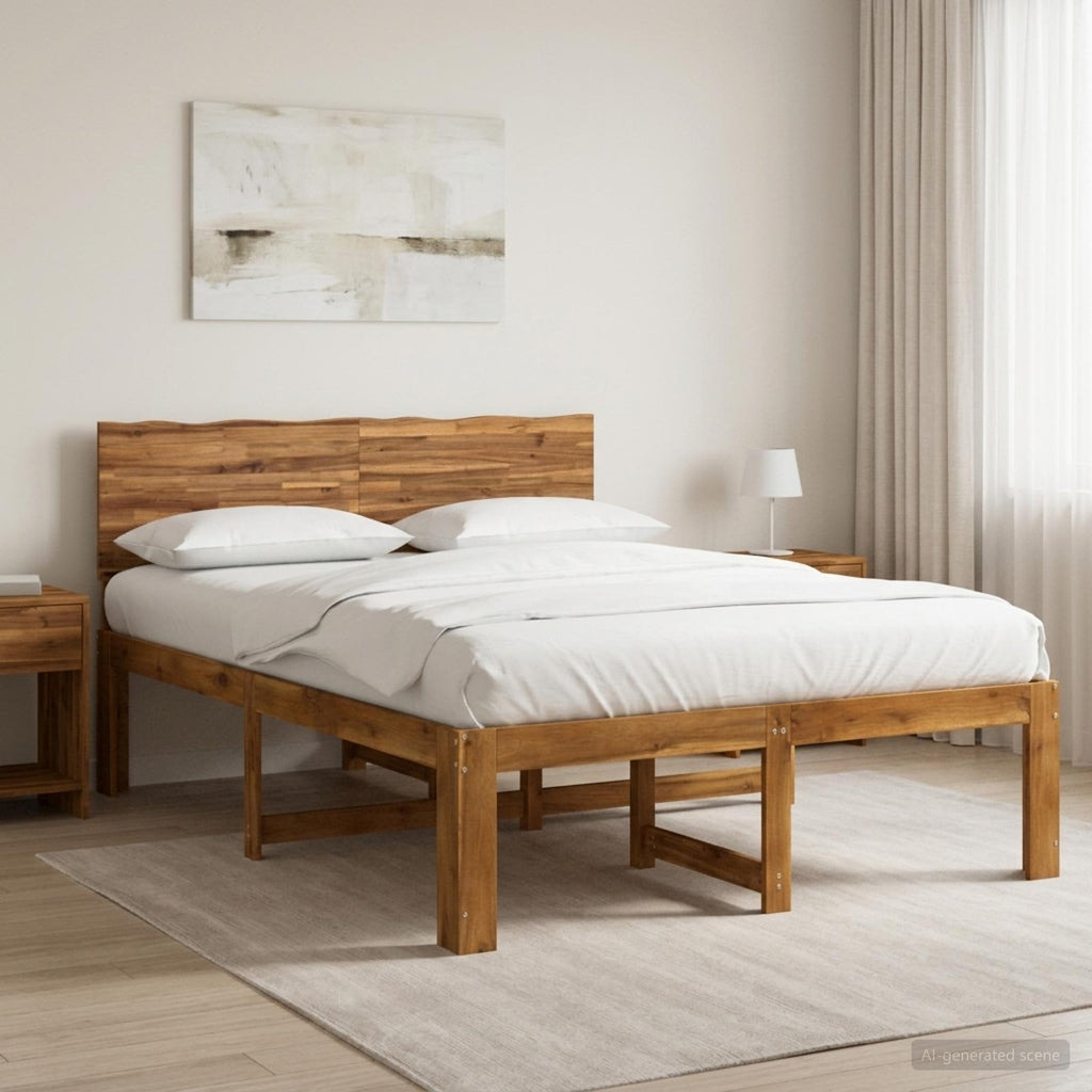 vidaXL Podwójna rama łóżka z wezgłowiem ROSTOCK naturalny 150 x 200 cm