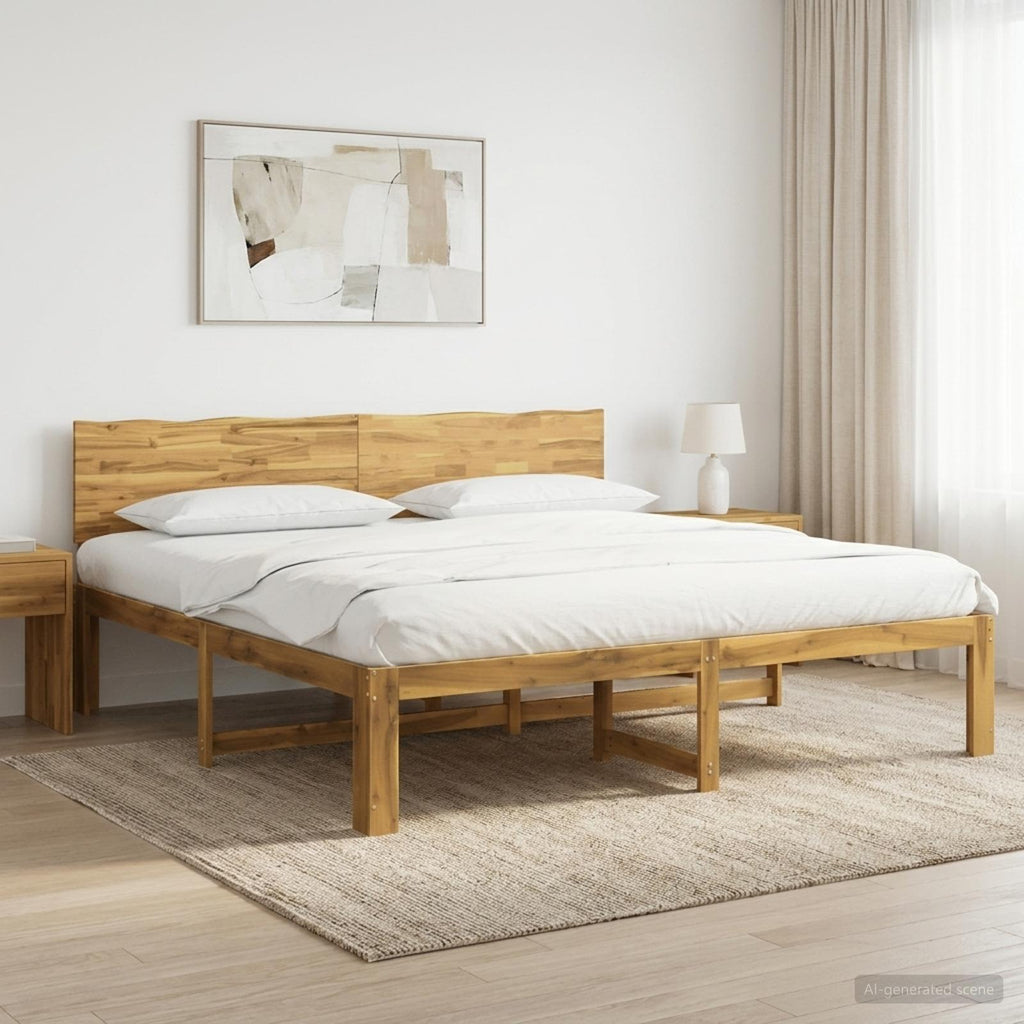 vidaXL Podwójna rama łóżka z wezgłowiem ROSTOCK Biały 180 x 200 cm