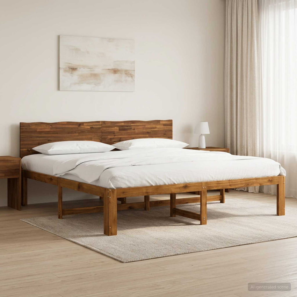 vidaXL Podwójna rama łóżka z wezgłowiem ROSTOCK naturalny 200 x 200 cm