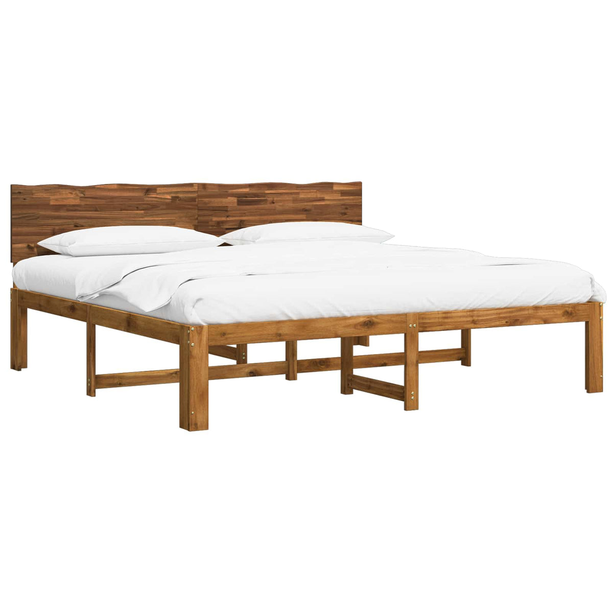 vidaXL Podwójna rama łóżka z wezgłowiem ROSTOCK naturalny 200 x 200 cm