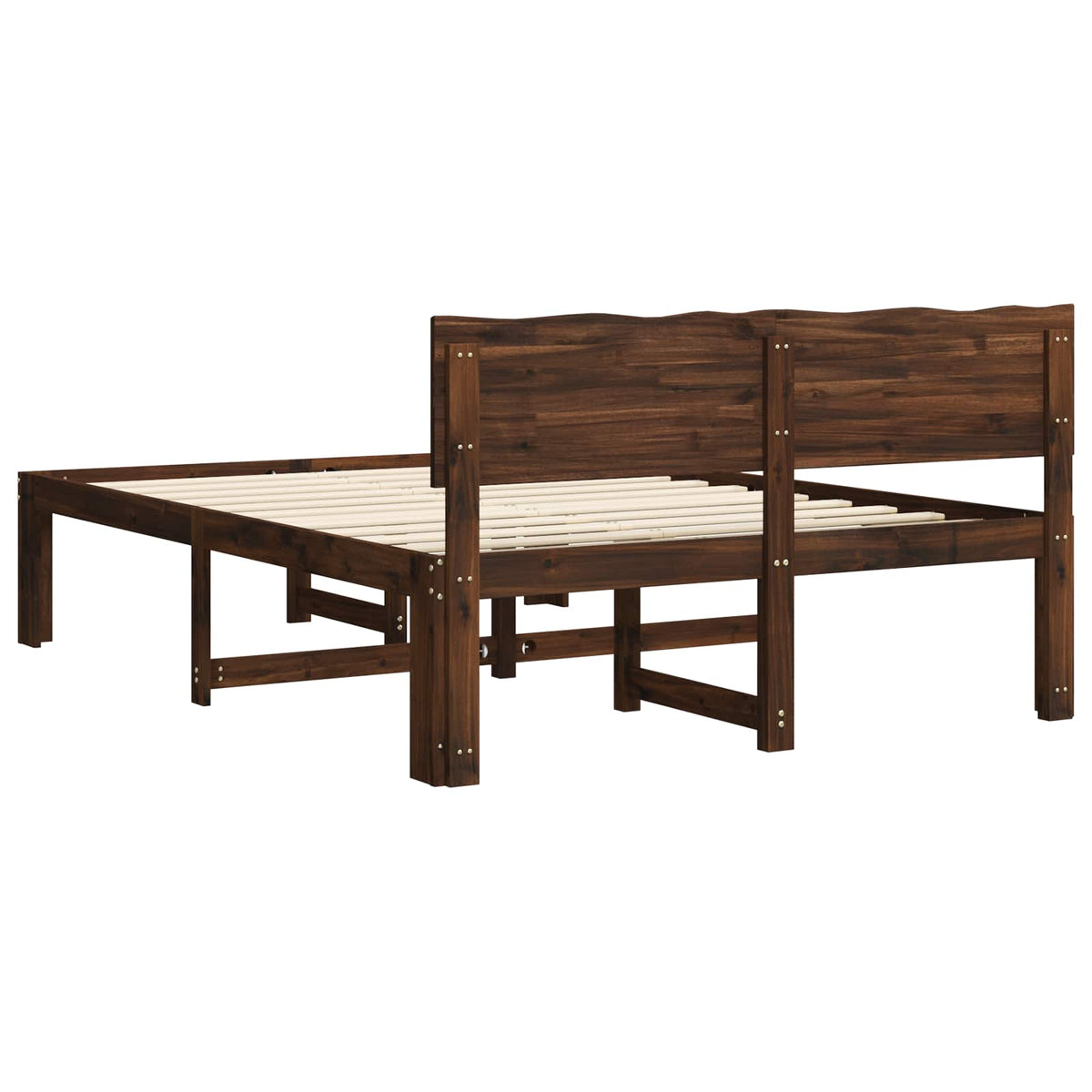 vidaXL Podwójna rama łóżka z wezgłowiem ROSTOCK Ciemny brąz