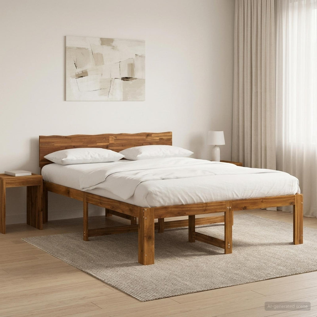 vidaXL Podwójna rama łóżka z wezgłowiem ROSTOCK naturalny 150 x 200 cm